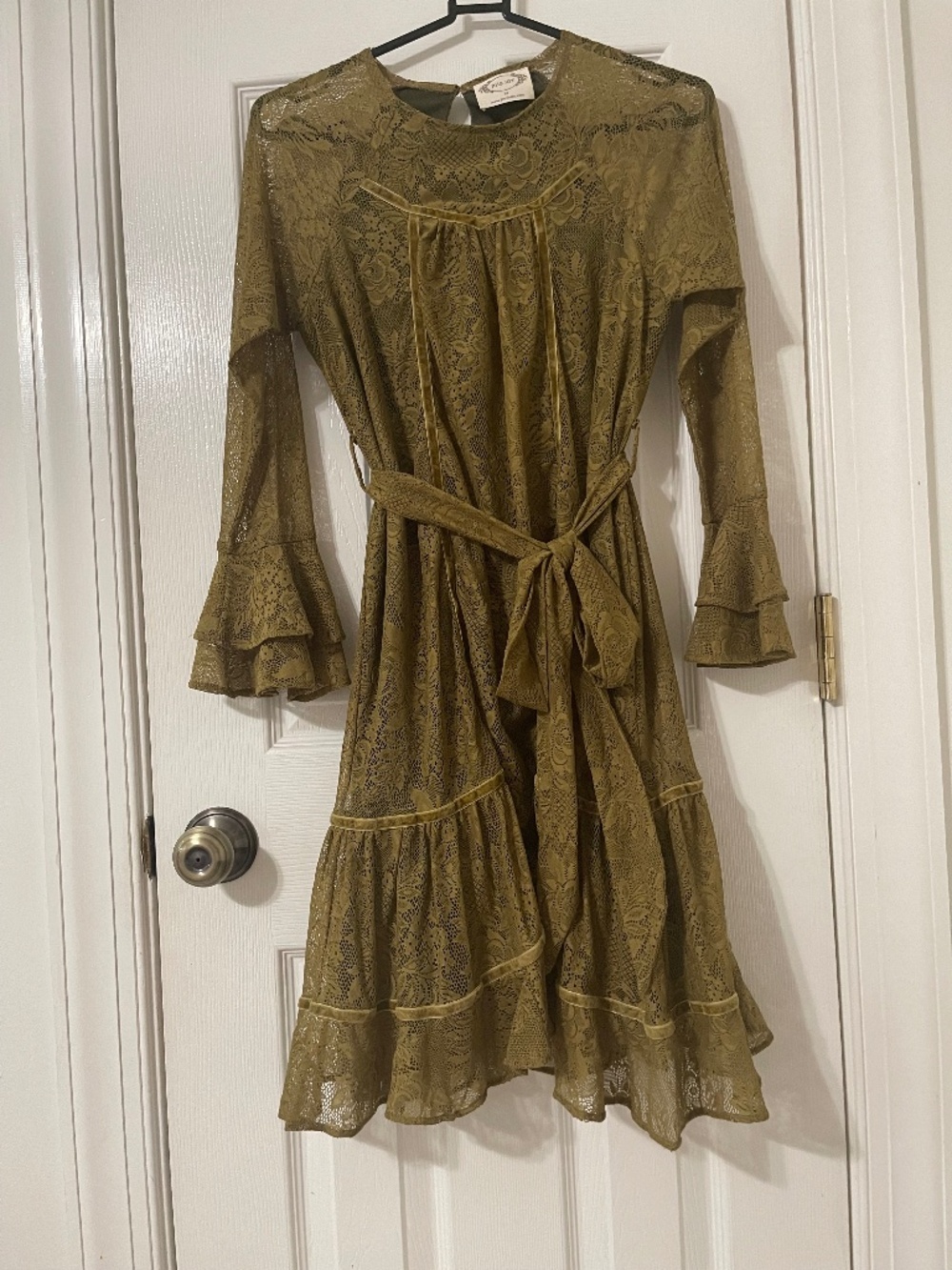 Joy Folie olive lace dress size 14 girls